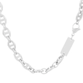 Silver stainless steel pig nose link necklace with customizable rectangular pendant tag - Bracelet 20cm / Steel