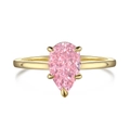 Luxurious S925 sterling silver ring with a pink pear-cut ice flower zircon in gold finish - US 5 / Gold Pink Zirconia