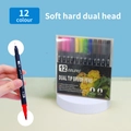 12-color dual tip watercolor marker set with 0.4mm fineliner and brush nibs in case - 12 Colors Black Barrel