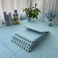 Thick blue plush interlocking foam floor mat with soft velvet surface for bedroom - Sky Blue
