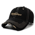 Distressed black vintage cotton baseball cap featuring Pinecrest gold embroidery - Adjustable / Black