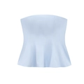 Light blue strapless peplum top featuring a structured fit and stylish flared hem design - XS / Blue