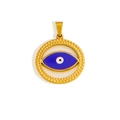 Detailed view of the 24k gold plated evil eye pendant with blue enamel for DIY jewelry - WHUBI01-Gold-Hollow Evil Eye
