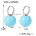Orecchini a sfera cava blu in acciaio inossidabile placcato PVD stile moderno - Argento Blu Chiaro