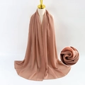 Solid nude pink pearl chiffon long scarf for women with elegant bubble texture detail - Nude Pink