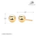 Detail showing 925 sterling silver ball stud earrings size 0.60cm with dimensions - 6mm Silver Plated Gold
