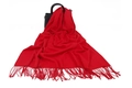 Thick red cashmere wool scarf for winter with elegant tassels on a classic black handbag - 200*70cm / Premium Crafted Tassel Style / Red