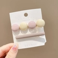 Minimalist pearl hair clip set with cream and purple resin beads for women - Simple 2-Piece Set / Taro Purple