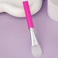Silicone face mask brush with vibrant rose red handle and white soft applicator head - Slanted Tail Style E / Rose Red