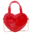 Elegante borsa jelly rossa a forma di cuore con finitura lucida e catena d'oro - Rosso