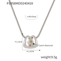 Silver-tone cat bag pendant necklace with colorful crystals and snake chain - Steel Color Colorful Rhinestone (P1958)