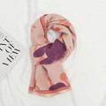 Sciarpa rosa invernale per bambini con motivi astratti viola e arancio e frange - Rosa Chiaro