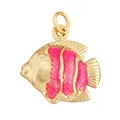 Tropical fish pendant charm with vibrant pink enamel stripes and gold finish - Pink Tropical Fish