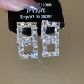 Detail of 18K gold plated hollow square earrings with shimmering cubic zirconia - Silver (White Zircon)