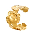 Bracciale rigido aperto in acciaio inossidabile dorato con incisioni floreali dettagliate - Oro