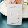 Set de pendientes de acero inoxidable oro rosa con formas geométricas de barra y corazón - Oro rosa