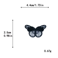Black butterfly embroidered patch with white dots, size 4.4x2.5cm DIY sewing applique - Small / With Adhesive / Black and White