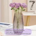 Handcrafted purple crochet rose bouquet in grey glass vase for home decor gifts - Purple Rose Single Stem