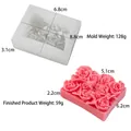 Stampo in silicone per candele a rosa con dimensioni e prodotto finale in sapone rosa - Stampo per sapone quadrato rosa