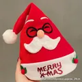 Cappello di Babbo Natale in peluche con ricamo Merry X-mas e circonferenza di 29 cm - Circonferenza circa 29cm / Cappello di Natale Babbo Natale con Occhiali