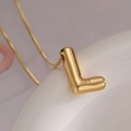 Gold balloon letter L pendant necklace with delicate box chain for women fashion - Letter L