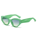 Classic green translucent cat eye sunglasses with blue and yellow gradient lenses - Green Frame Blue Green Lens