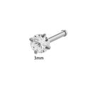 Piercing al naso in acciaio inossidabile argento da 3 mm con zircone rotondo - Barra Dritta Zirconia Rotonda (Argento)