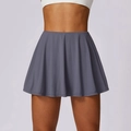 High-waisted quick-dry tennis skirt in dark grey-blue for yoga and fitness sports - S / Distant Mountain Gray