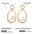 Golden irregular geometric stainless steel earrings with white pearls for women - Irregular Pearl Geometric Drop Earrings