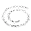 Unisex silver stainless steel chain with square and gear flower links and lobster clasp - Sunflower Style Silver (KN228763-Z)