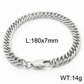 Gepolijste zilveren cubaanse schakelarmband met karabijnsluiting, 180x7mm en 14g - Stijl D-7mm-180mm(KB165986-ZZ)