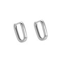 Minimalist S925 sterling silver oval hoop earrings with high polish metallic finish - 925 Silver / Platinum Plated