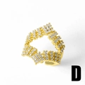 Bague géométrique ajustable dorée à l'or fin ornée de pierres en zircone cubique - Style D-Design Géométrique En Dents De Scie