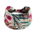 Boho-Yoga-Stirnband mit Blumenmuster auf beige elastischem Stoff für Sport - Beige Rosa Grün Schwarz Blumenmuster(#79)