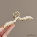 Pince à cheveux 11,5cm en forme de vague avec perles et finition dorée chic - 125# Perle Chiffre Huit