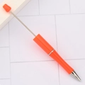 Orange gradient DIY beaded pen with retractable metal rod and silver accents - Fluorescent Orange