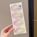 Set of four star hair clips with pink rabbit and cat charms for girls' bangs - 1# Pink Dainty Set of 4 - Length 7cm