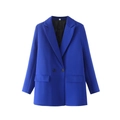 Chaqueta blazer azul Klein entallada de doble botonadura con solapas y bolsillos - Azul marino