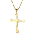 Gouden roestvrijstalen ketting met kruishanger, kristallen en stijlvolle gedraaide ketting - Gouden Kruis Hanger (KP95949-JL)