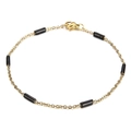 Minimalist gold stainless steel chain bracelet with black cylindrical beads and lobster clasp - Gold + Black Style (KB165157-Z)