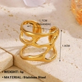 Adjustable golden stainless steel ring with irregular artistic hollow design in 4g weight - Irregular Hollow / Gold Ring 753