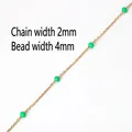 Detail of 2mm gold chain with 4mm green beads for DIY jewelry making and necklaces - 4# Chain Per Meter / Green
