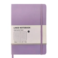 Cuaderno A5 color lavanda con banda elástica, papel de 100 gsm y tapa de cuero sintético - Lila (Rayado)
