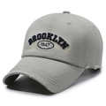Casquette vintage vert-gris avec broderie Brooklyn 1947 et détails effet usé - Réglable / Gris clair