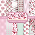 Sakura theme 6x6 inch scrapbooking paper pad with 24 pink floral cardstock sheets - 21046a 24 Sheets