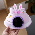 Purple solar-powered fan sun hat for kids with cute cartoon rabbit decoration - Solar Fan Style / Ice Silk Rabbit Solar Fan-Purple