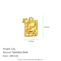 Rechteckiger Anhänger aus 18K vergoldetem Edelstahl mit Relief von Mond und Sternen - Stern-Mond-Quadrat-Anhänger - Gold
