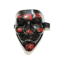 Masque d'Halloween noir style V avec texture rouge peinte et fil LED lumineux - Base peinte à la main noir et rouge (non lumineuse)