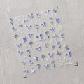 Holographic blue-purple butterfly and floral nail stickers M-403 for professional nail art - Blue-Purple Butterfly Flower (M-403) / Transparent Glass Shard Laser