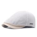 Light gray breathable mesh ivy cap for summer with beige brim and metallic detail - Beige